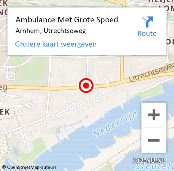 Locatie op kaart van de 112 melding: Ambulance Met Grote Spoed Naar Arnhem, Utrechtseweg op 10 december 2019 13:25
