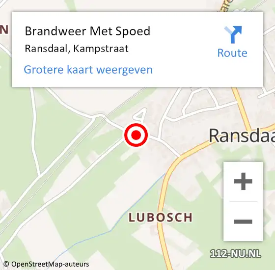 Locatie op kaart van de 112 melding: Brandweer Met Spoed Naar Ransdaal, Kampstraat op 10 december 2019 13:26