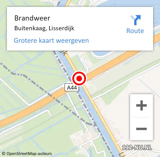 Locatie op kaart van de 112 melding: Brandweer Buitenkaag, Lisserdijk op 10 december 2019 13:32