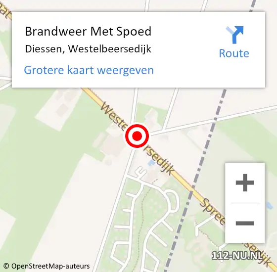 Locatie op kaart van de 112 melding: Brandweer Met Spoed Naar Diessen, Westelbeersedijk op 10 december 2019 14:37