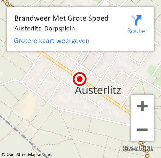 Locatie op kaart van de 112 melding: Brandweer Met Grote Spoed Naar Austerlitz, Dorpsplein op 10 december 2019 14:39