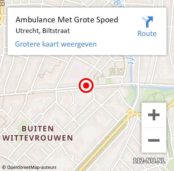 Locatie op kaart van de 112 melding: Ambulance Met Grote Spoed Naar Utrecht, Biltstraat op 10 december 2019 14:56