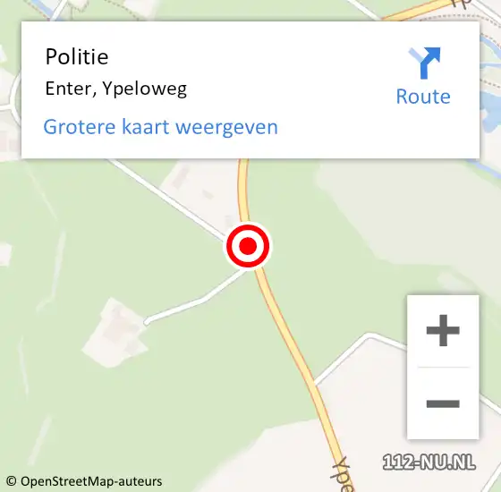 Locatie op kaart van de 112 melding: Politie Enter, Ypeloweg op 10 december 2019 15:38