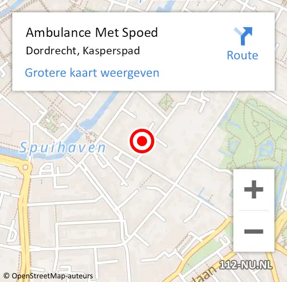 Locatie op kaart van de 112 melding: Ambulance Met Spoed Naar Dordrecht, Kasperspad op 10 december 2019 15:43