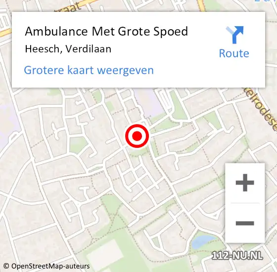 Locatie op kaart van de 112 melding: Ambulance Met Grote Spoed Naar Heesch, Verdilaan op 10 december 2019 16:15