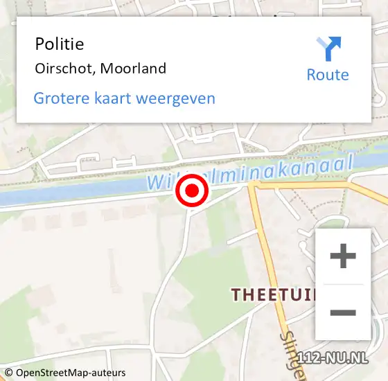 Locatie op kaart van de 112 melding: Politie Oirschot, Moorland op 10 december 2019 16:21