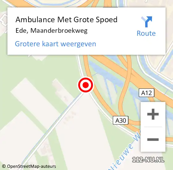 Locatie op kaart van de 112 melding: Ambulance Met Grote Spoed Naar Ede, Maanderbroekweg op 10 december 2019 17:09