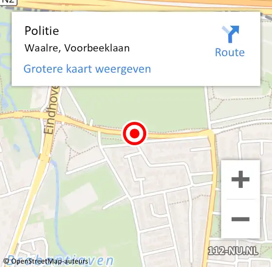 Locatie op kaart van de 112 melding: Politie Waalre, Voorbeeklaan op 10 december 2019 18:02