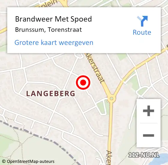 Locatie op kaart van de 112 melding: Brandweer Met Spoed Naar Brunssum, Torenstraat op 10 december 2019 18:13