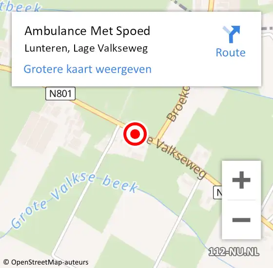 Locatie op kaart van de 112 melding: Ambulance Met Spoed Naar Lunteren, Lage Valkseweg op 10 december 2019 18:19