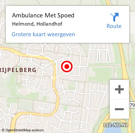 Locatie op kaart van de 112 melding: Ambulance Met Spoed Naar Helmond, Hollandhof op 10 december 2019 19:21