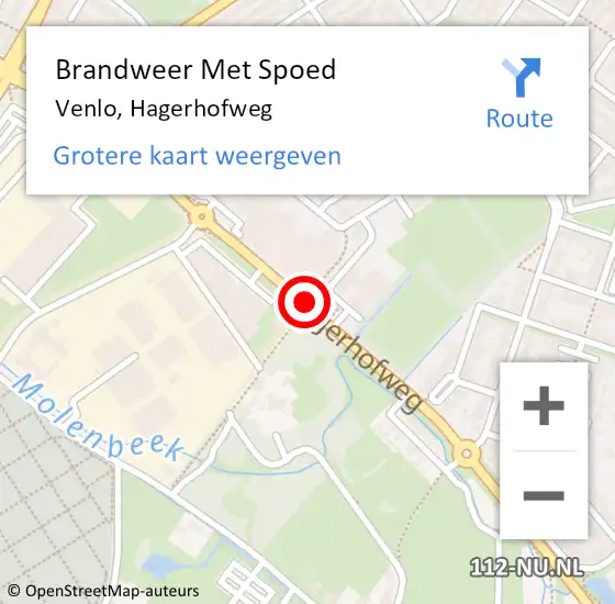 Locatie op kaart van de 112 melding: Brandweer Met Spoed Naar Venlo, Hagerhofweg op 10 december 2019 19:28