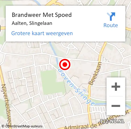 Locatie op kaart van de 112 melding: Brandweer Met Spoed Naar Aalten, Slingelaan op 22 april 2014 13:53