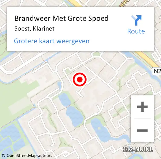 Locatie op kaart van de 112 melding: Brandweer Met Grote Spoed Naar Soest, Klarinet op 10 december 2019 19:57