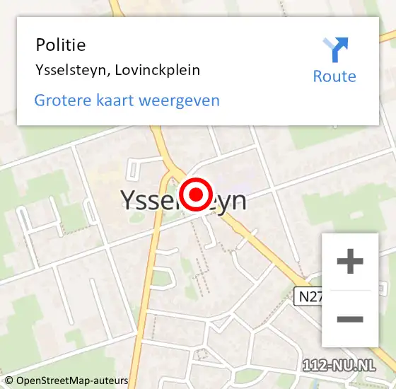 Locatie op kaart van de 112 melding: Politie Ysselsteyn, Lovinckplein op 10 december 2019 20:01