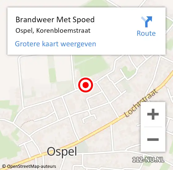 Locatie op kaart van de 112 melding: Brandweer Met Spoed Naar Ospel, Korenbloemstraat op 10 december 2019 20:41