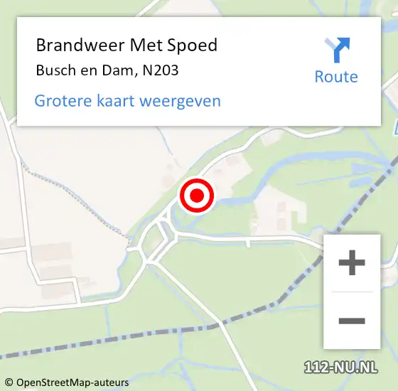 Locatie op kaart van de 112 melding: Brandweer Met Spoed Naar Busch en Dam, N203 op 22 april 2014 14:02