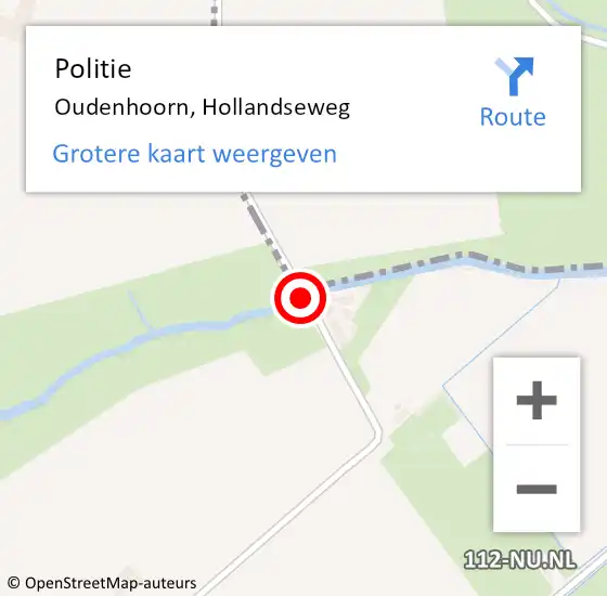 Locatie op kaart van de 112 melding: Politie Oudenhoorn, Hollandseweg op 10 december 2019 21:48