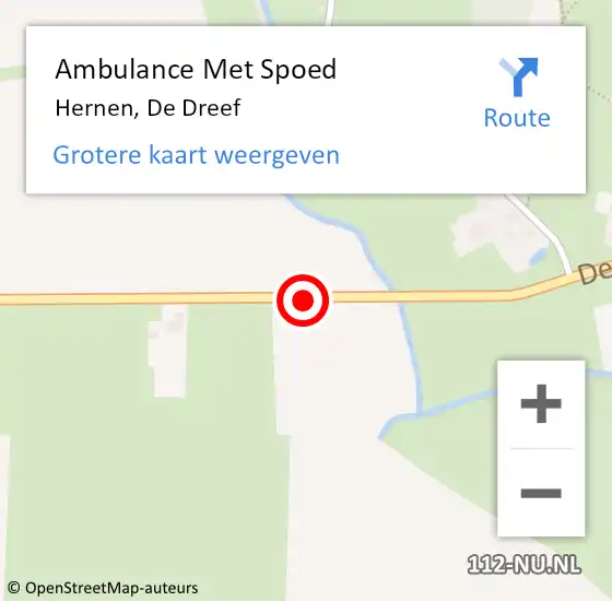 Locatie op kaart van de 112 melding: Ambulance Met Spoed Naar Hernen, De Dreef op 10 december 2019 21:48