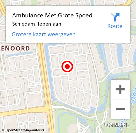 Locatie op kaart van de 112 melding: Ambulance Met Grote Spoed Naar Schiedam, Iepenlaan op 10 december 2019 22:58