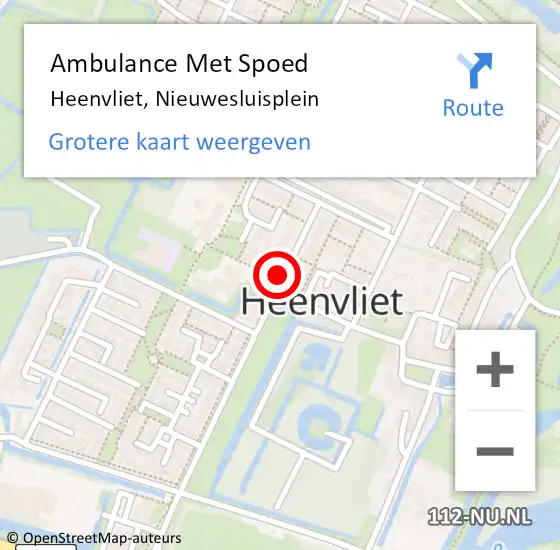 Locatie op kaart van de 112 melding: Ambulance Met Spoed Naar Heenvliet, Nieuwesluisplein op 10 december 2019 23:33