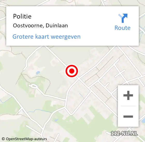 Locatie op kaart van de 112 melding: Politie Oostvoorne, Duinlaan op 10 december 2019 23:45