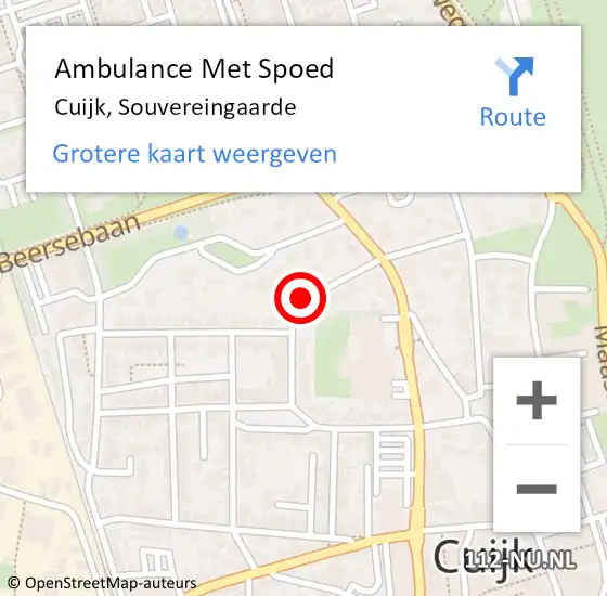 Locatie op kaart van de 112 melding: Ambulance Met Spoed Naar Cuijk, Souvereingaarde op 11 december 2019 01:00