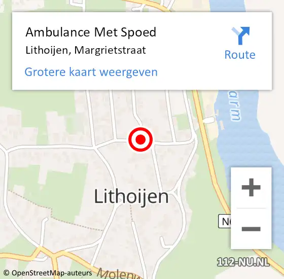 Locatie op kaart van de 112 melding: Ambulance Met Spoed Naar Lithoijen, Margrietstraat op 11 december 2019 01:09