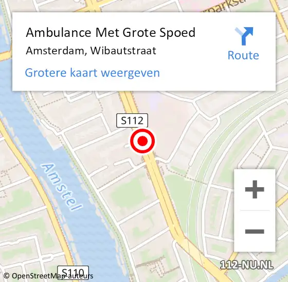 Locatie op kaart van de 112 melding: Ambulance Met Grote Spoed Naar Amsterdam, Wibautstraat op 11 december 2019 01:11