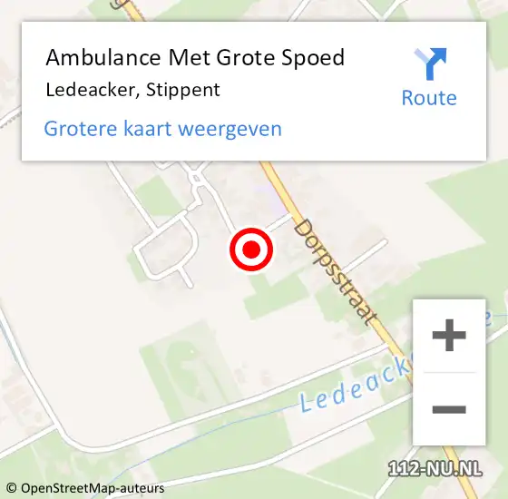 Locatie op kaart van de 112 melding: Ambulance Met Grote Spoed Naar Ledeacker, Stippent op 22 april 2014 14:14