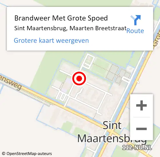 Locatie op kaart van de 112 melding: Brandweer Met Grote Spoed Naar Sint Maartensbrug, Maarten Breetstraat op 11 december 2019 04:17