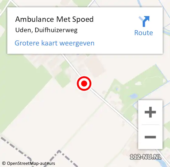 Locatie op kaart van de 112 melding: Ambulance Met Spoed Naar Uden, Duifhuizerweg op 11 december 2019 05:50