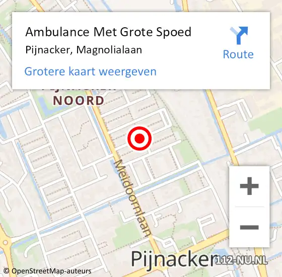 Locatie op kaart van de 112 melding: Ambulance Met Grote Spoed Naar Pijnacker, Magnolialaan op 11 december 2019 07:22