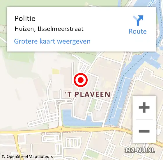 Locatie op kaart van de 112 melding: Politie Huizen, IJsselmeerstraat op 11 december 2019 08:23
