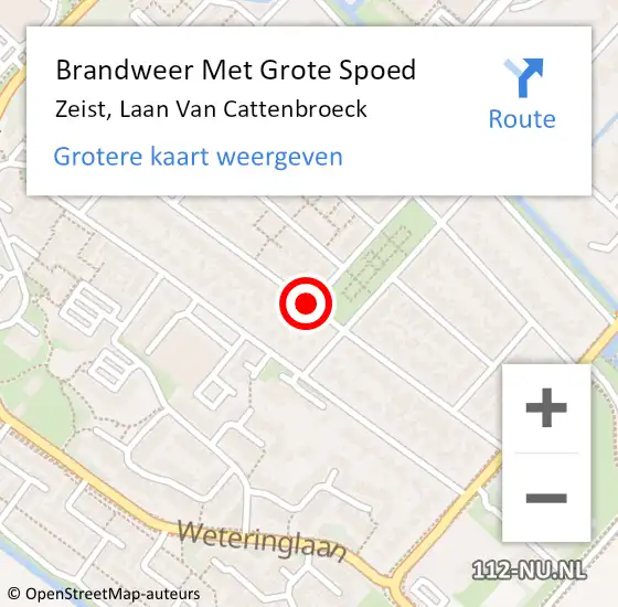 Locatie op kaart van de 112 melding: Brandweer Met Grote Spoed Naar Zeist, Laan Van Cattenbroeck op 11 december 2019 08:29