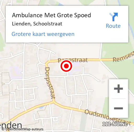 Locatie op kaart van de 112 melding: Ambulance Met Grote Spoed Naar Lienden, Schoolstraat op 11 december 2019 08:32