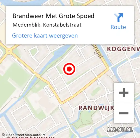 Locatie op kaart van de 112 melding: Brandweer Met Grote Spoed Naar Medemblik, Konstabelstraat op 11 december 2019 09:06