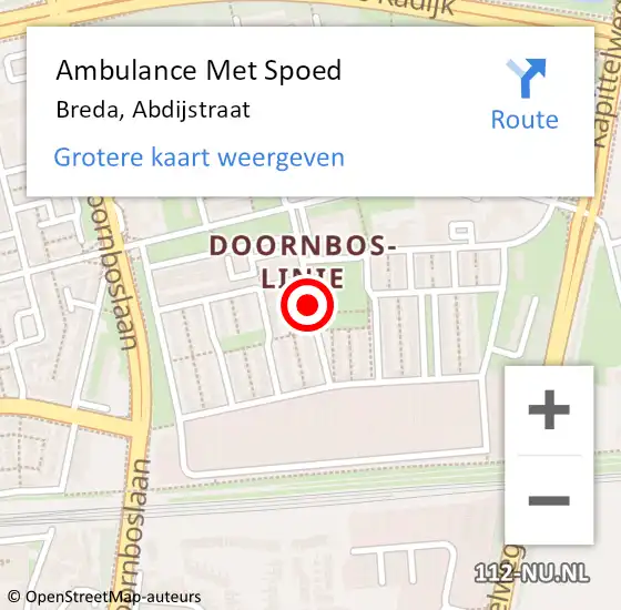 Locatie op kaart van de 112 melding: Ambulance Met Spoed Naar Breda, Abdijstraat op 11 december 2019 09:44