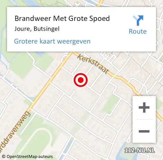 Locatie op kaart van de 112 melding: Brandweer Met Grote Spoed Naar Joure, Butsingel op 11 december 2019 10:25