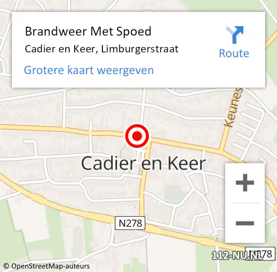 Locatie op kaart van de 112 melding: Brandweer Met Spoed Naar Cadier en Keer, Limburgerstraat op 11 december 2019 10:58