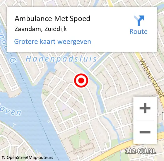 Locatie op kaart van de 112 melding: Ambulance Met Spoed Naar Zaandam, Zuiddijk op 11 december 2019 11:02