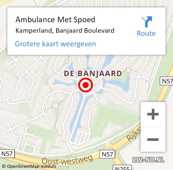 Locatie op kaart van de 112 melding: Ambulance Met Spoed Naar Kamperland, Banjaard Boulevard op 11 december 2019 12:03