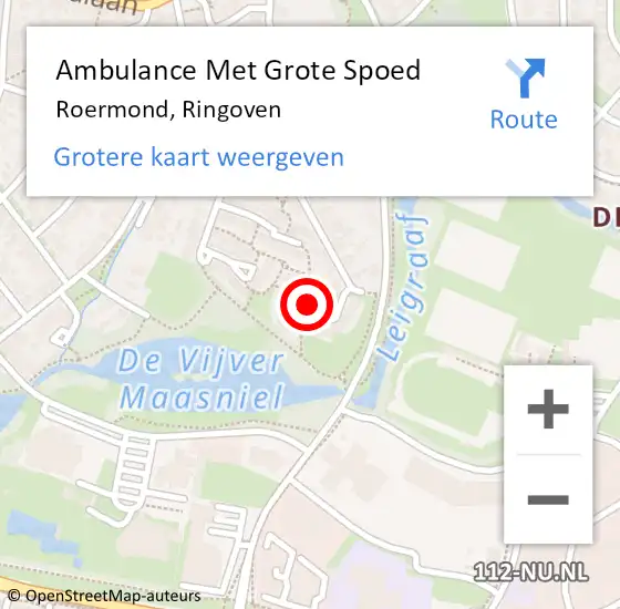 Locatie op kaart van de 112 melding: Ambulance Met Grote Spoed Naar Roermond, Ringoven op 11 december 2019 12:32