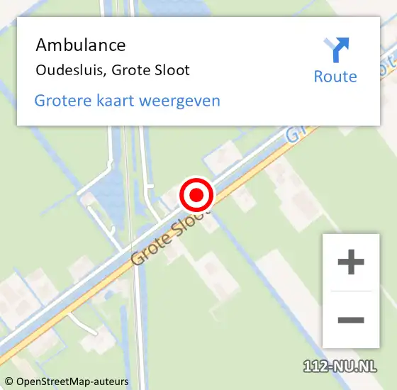 Locatie op kaart van de 112 melding: Ambulance Oudesluis, Grote Sloot op 11 december 2019 12:43