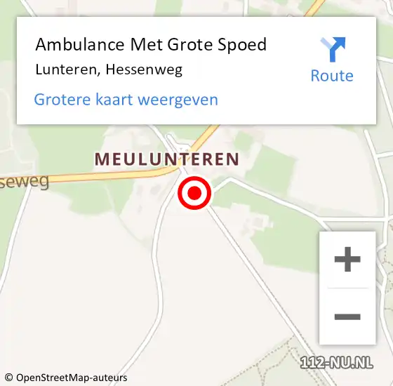 Locatie op kaart van de 112 melding: Ambulance Met Grote Spoed Naar Lunteren, Hessenweg op 11 december 2019 13:23