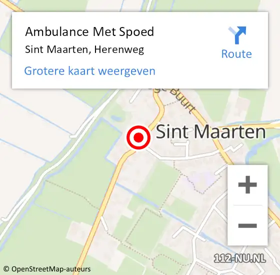 Locatie op kaart van de 112 melding: Ambulance Met Spoed Naar Sint Maarten, Herenweg op 11 december 2019 14:41