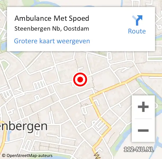 Locatie op kaart van de 112 melding: Ambulance Met Spoed Naar Steenbergen Nb, Oostdam op 11 december 2019 15:17