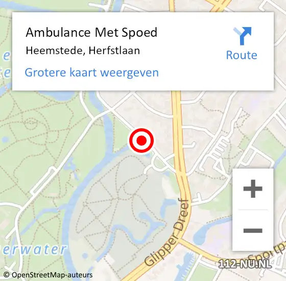 Locatie op kaart van de 112 melding: Ambulance Met Spoed Naar Heemstede, Herfstlaan op 11 december 2019 15:28