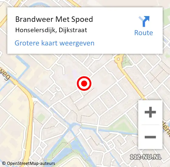 Locatie op kaart van de 112 melding: Brandweer Met Spoed Naar Honselersdijk, Dijkstraat op 11 december 2019 15:44