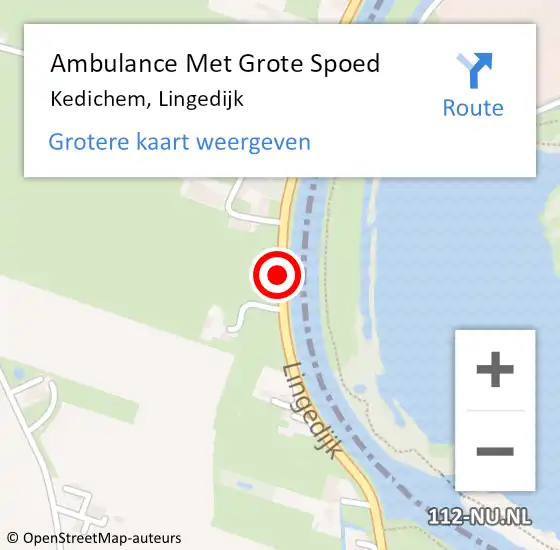 Locatie op kaart van de 112 melding: Ambulance Met Grote Spoed Naar Kedichem, Lingedijk op 11 december 2019 16:00